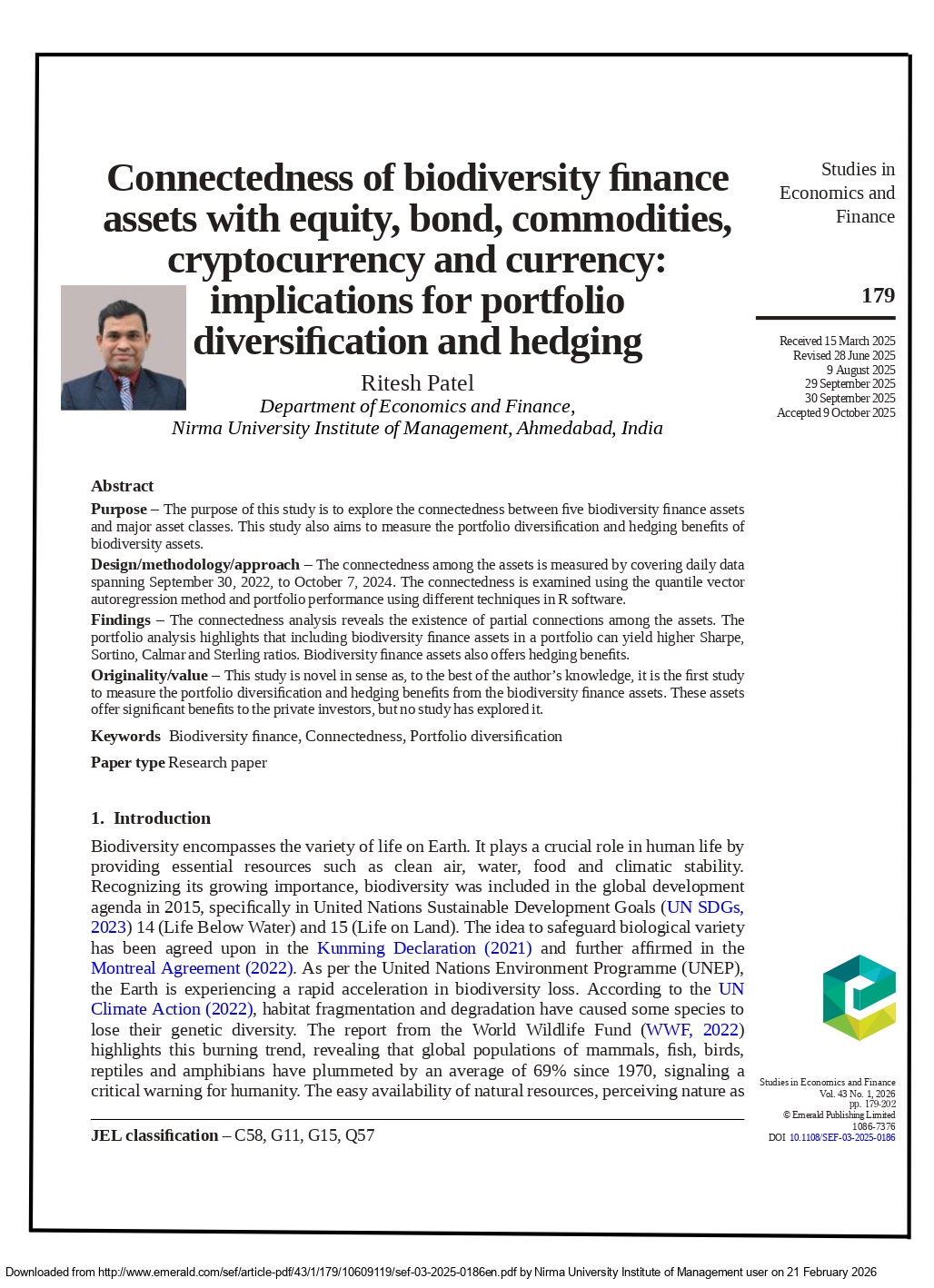 Connectedness of Biodiversity Finance Assets with Equity, Bond, Commodities, Cryptocurrency and Currency: Implications for Portfolio Diversification and Hedging