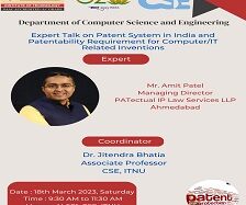 Expert session on “Patent System in India and Patentability Requirement for Computer/IT Related Inventions”