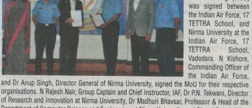 Indian Air Force and Nirma University Signs MoU (Newspaper Clipping)