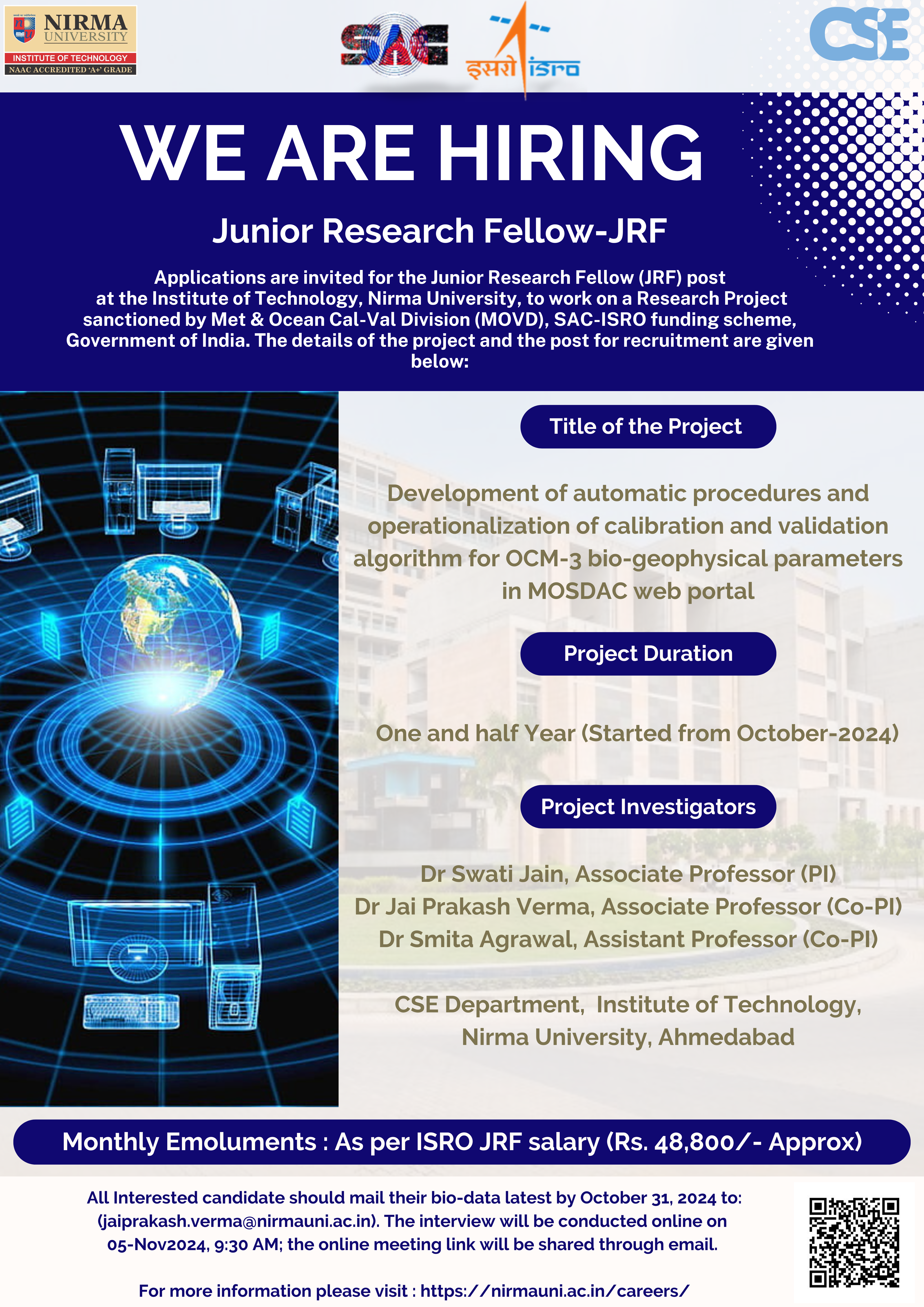 We are hiring - Junior Research Fellow - Computer Science and 