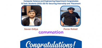 Congratulations to BTech students on securing internship and placement in Commotion