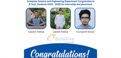 Congratulations to BTech students on securing internship and placement in Sciative