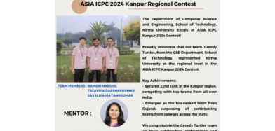 Congratulations to students for outstanding performance at ASIA ICPC Kanpur 2024 Contest