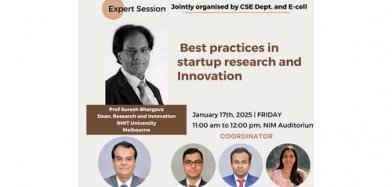 Expert Lecture on “Best practices in Startup, Research and Innovation”