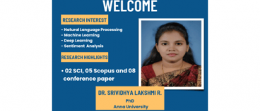 Congratulations to Dr. Srividhya Lakshmi R., on joining Nirma University's Department of Computer Science and Engineering