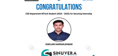 Congratulations to Harshil Goklani (MTech Student) on Securing an Internship in Sinuvera Technologies