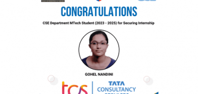 Congratulations to Nandini Gohel (MTech Student) on Securing an Internship in TCS