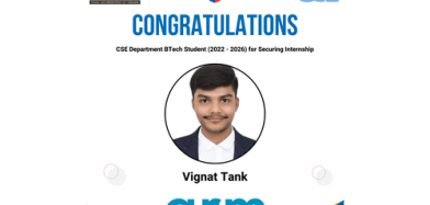 Congratulations to Vignat Tank (2022-26 Batch) on Securing an Internship in Arm
