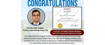 Congratulations Prof. (Dr.) Ankit Thakkar on your Achievement
