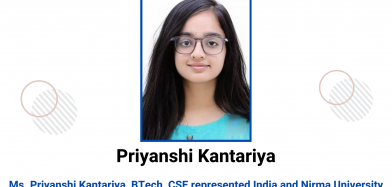 Congratulations Ms. Priyanshi Kantariya on your Achievement