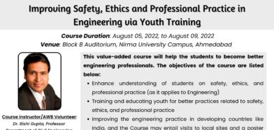 Value-Added course on “Improving Safety, Ethics and Professional Practice in Engineering via Youth Training”