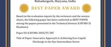 Avadhi Jain, Heli Modi and Uchitesh Shettyan won best paper award in International conference.