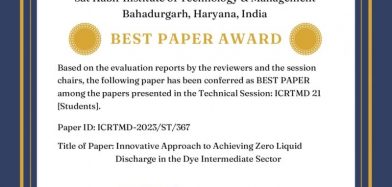Avadhi Jain, Heli Modi and Uchitesh Shettyan won best paper award in International conference.